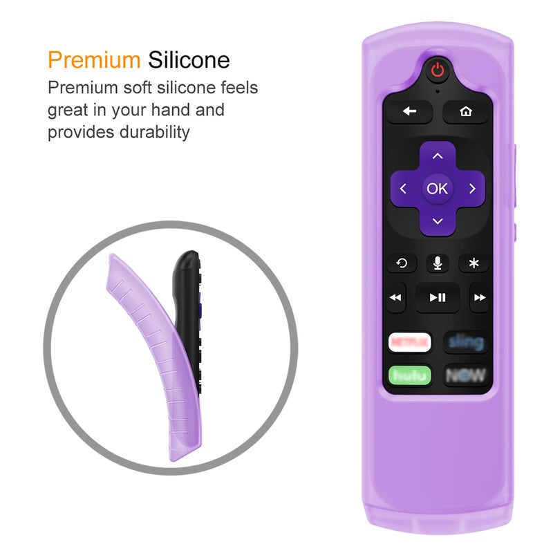 CaseBot Case for Roku Voice Remote RCA1R/RCAL7R, Express HD/4K+, Ultra LT Enhanced Voice, Express 3930, Premiere+ 3921, Streaming Stick+ Remote, Anti Slip Shockproof Silicone Cover, Purple Glow - Image 5